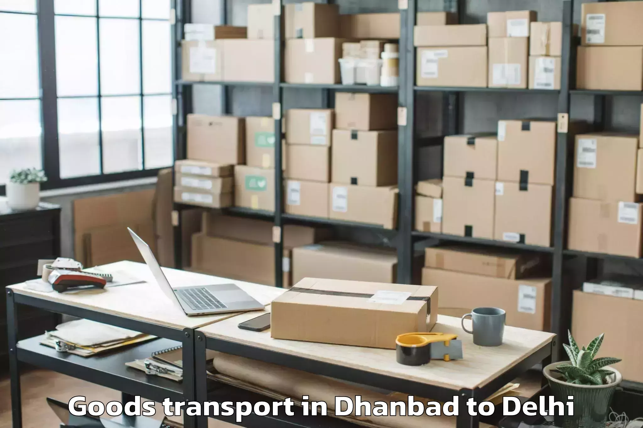 Hassle-Free Dhanbad to Naraina Industrial Estate Goods Transport